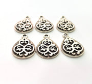 6 Drop Charm Silver Charms Antique Silver Plated Metal (23x15mm) G14132