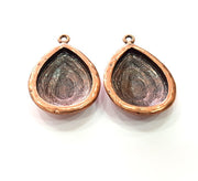 2 Copper Pendant Blank Mosaic Base inlay Blank Necklace Blank Resin Mountings Antique Copper Plated Metal (30x20 mm blank)  G14137