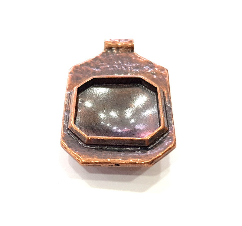 Copper Pendant Blank Mosaic Base inlay Blank Necklace Blank Resin Mountings Antique Copper Plated Metal (24x23 mm blank) G14142