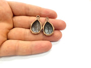2 Copper Pendant Blank Mosaic Base inlay Blank Necklace Blank Resin Mountings Antique Copper Plated Metal (18x13 mm blank)  G14143