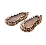 2 Copper Pendant Blank Mosaic Base inlay Blank Necklace Blank Resin Mountings Antique Copper Plated Metal (31x15 mm blank)  G14145