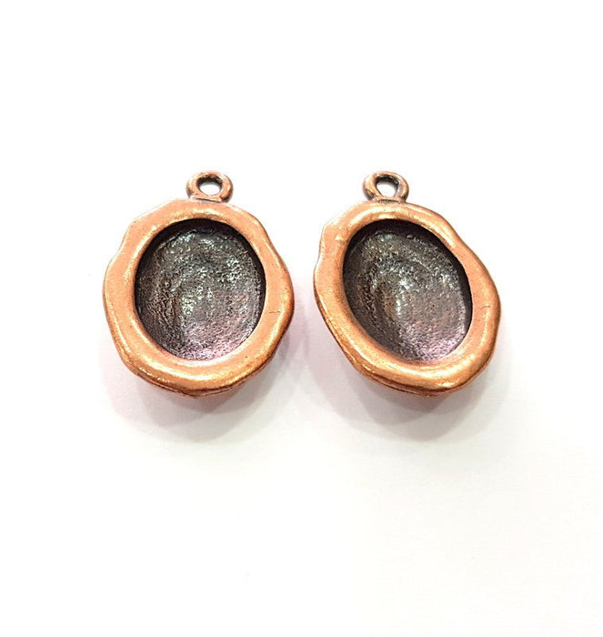 2 Copper Pendant Blank Mosaic Base inlay Blank Necklace Blank Resin Mountings Antique Copper Plated Metal (18x13 mm blank)  G14146