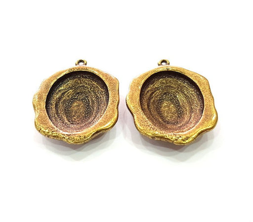2 Antique Bronze Pendant Blank inlay Blank Mosaic Blank Resin Blank Bezel Base Setting Mountings Antique Bronze Plated(29x20mm blank) G14155