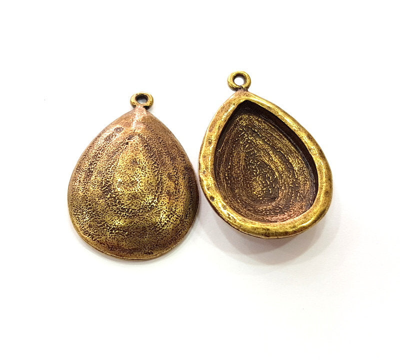 2 Antique Bronze Pendant Blank inlay Blank Mosaic Blank Resin Blank Bezel Base Setting Mountings Antique Bronze Plated(29x20mm blank) G14167