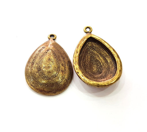 2 Antique Bronze Pendant Blank inlay Blank Mosaic Blank Resin Blank Bezel Base Setting Mountings Antique Bronze Plated(29x20mm blank) G14167