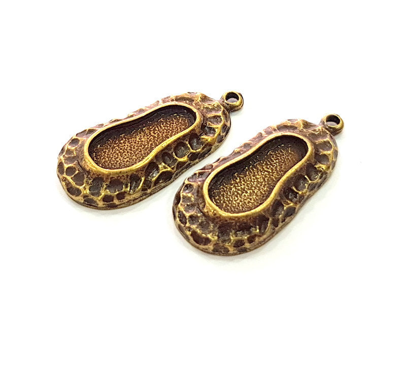 2 Antique Bronze Pendant Blank inlay Blank Mosaic Blank Resin Blank Bezel Base Setting Mountings Antique Bronze Plated(16x7mm blank) G14168