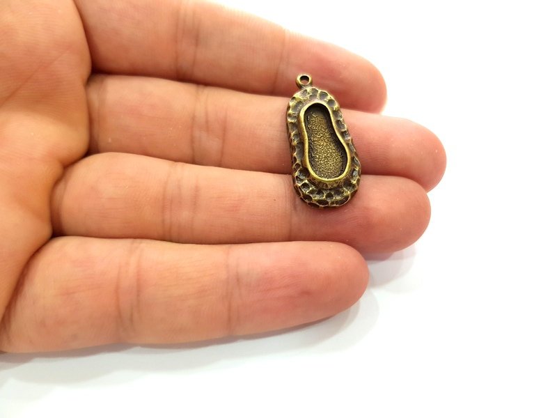 2 Antique Bronze Pendant Blank inlay Blank Mosaic Blank Resin Blank Bezel Base Setting Mountings Antique Bronze Plated(16x7mm blank) G14168