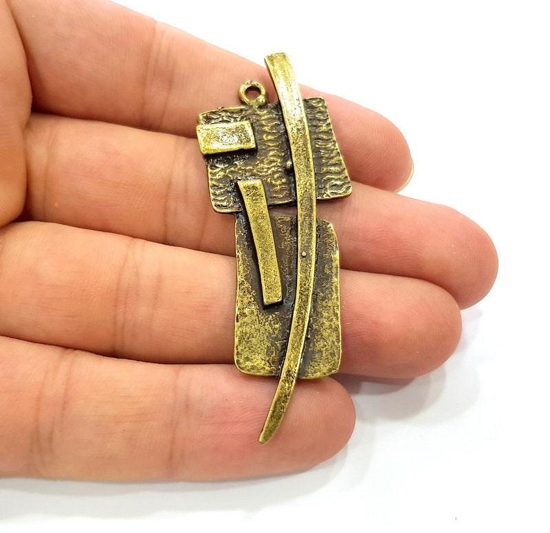 2 Antique Bronze Pendant Antique Bronze Plated Metal ( 68x23mm) G14169