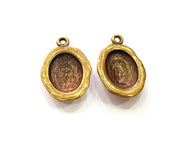 2 Antique Bronze Pendant Blank inlay Blank Mosaic Blank Resin Blank Bezel Base Setting Mountings Antique Bronze Plated(18x13mm blank) G14170