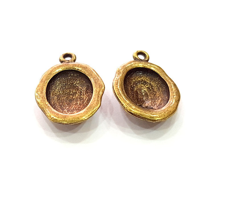 2 Antique Bronze Pendant Blank inlay Blank Mosaic Blank Resin Blank Bezel Base Setting Mountings Antique Bronze Plated(18x13mm blank) G14170