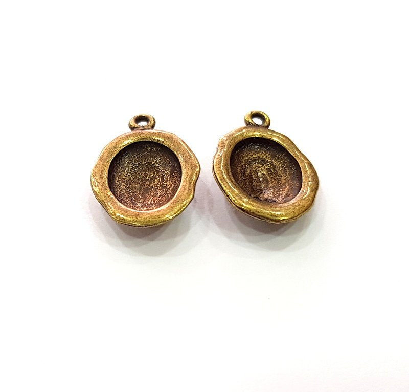 2 Antique Bronze Pendant Blank inlay Blank Mosaic Blank Resin Blank Bezel Base Setting Mountings Antique Bronze Plated(18x13mm blank) G14170