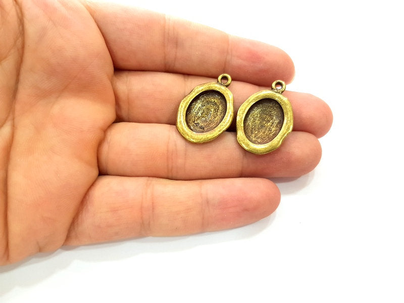 2 Antique Bronze Pendant Blank inlay Blank Mosaic Blank Resin Blank Bezel Base Setting Mountings Antique Bronze Plated(18x13mm blank) G14170