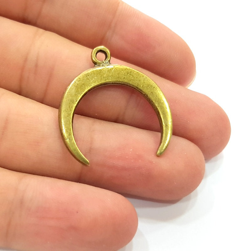 4 Crescent Charm Antique Bronze Charm Antique Bronze Plated Charms (19x17mm) G14171