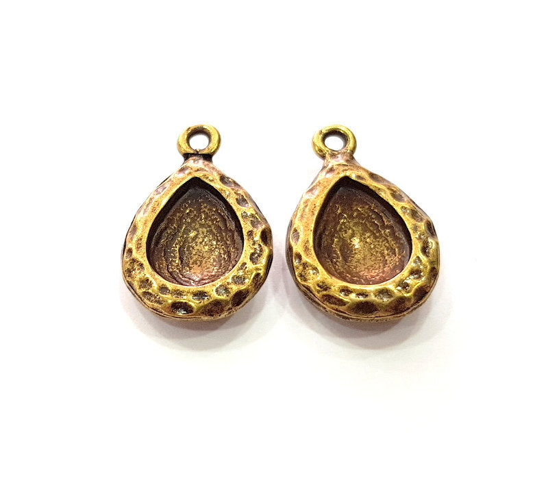 2 Antique Bronze Pendant Blank inlay Blank Mosaic Blank Resin Blank Bezel Base Setting Mountings Antique Bronze Plated(14x10mm blank) G14176