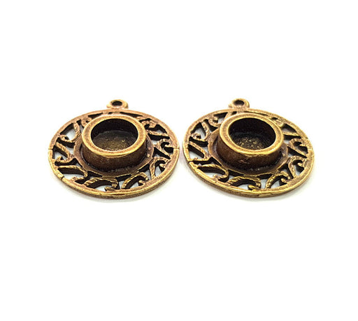 2 Antique Bronze Pendant Blank inlay Blank Mosaic Blank Resin Blank Bezel Base Setting Mountings Antique Bronze Plated(8mm blank) G14178