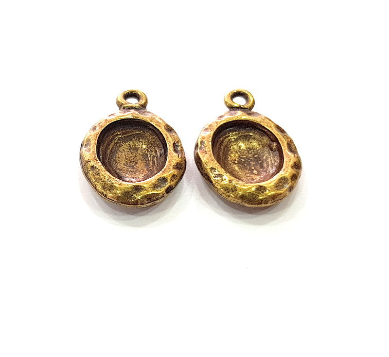 2 Antique Bronze Pendant Blank inlay Blank Mosaic Blank Resin Blank Bezel Base Setting Mountings Antique Bronze Plated(14x10mm blank) G14182