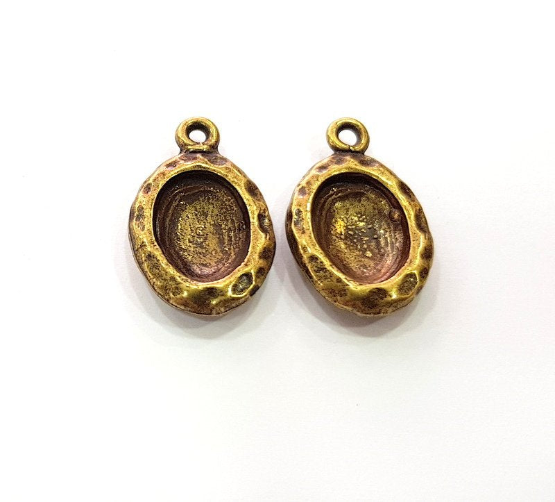 2 Antique Bronze Pendant Blank inlay Blank Mosaic Blank Resin Blank Bezel Base Setting Mountings Antique Bronze Plated(14x10mm blank) G14182