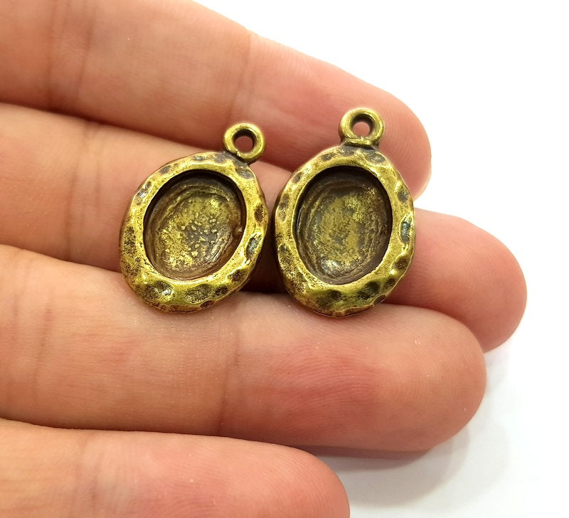 2 Antique Bronze Pendant Blank inlay Blank Mosaic Blank Resin Blank Bezel Base Setting Mountings Antique Bronze Plated(14x10mm blank) G14182