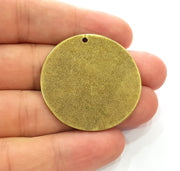 2 Round Flake Charm Antique Bronze Charm Antique Bronze Plated Metal Charms (40mm) G14188