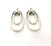 2 Silver Base Blank inlay Blank Earring Base Resin Blank Mosaic Mountings Antique Silver Plated Metal (43x20 mm)  G14190