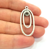 2 Silver Base Blank inlay Blank Earring Base Resin Blank Mosaic Mountings Antique Silver Plated Metal (43x20 mm)  G14190
