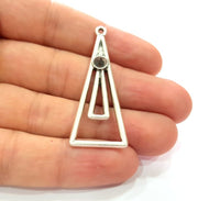 2 Silver Base Blank inlay Blank Earring Base Resin Blank Mosaic Mountings Antique Silver Plated Metal (49x20 mm)  G14191