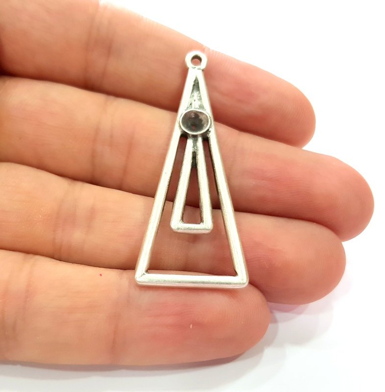 2 Silver Base Blank inlay Blank Earring Base Resin Blank Mosaic Mountings Antique Silver Plated Metal (49x20 mm)  G14191