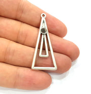 2 Silver Base Blank inlay Blank Earring Base Resin Blank Mosaic Mountings Antique Silver Plated Metal (49x20 mm)  G14191