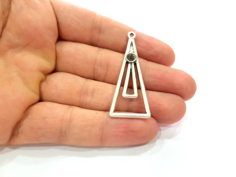 2 Silver Base Blank inlay Blank Earring Base Resin Blank Mosaic Mountings Antique Silver Plated Metal (49x20 mm)  G14191