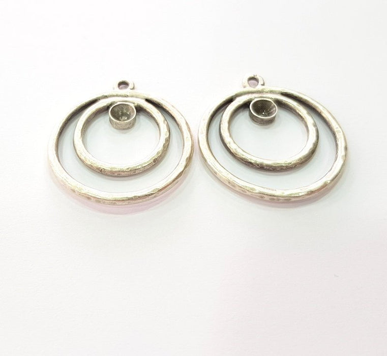 2 Silver Base Blank inlay Blank Earring Base Resin Blank Mosaic Mountings Antique Silver Plated Metal (30 mm)  G14193