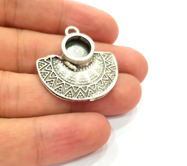 Silver Base Blank inlay Blank Earring Base Resin Blank Mosaic Mountings Antique Silver Plated Metal (10 mm blank )  G16452