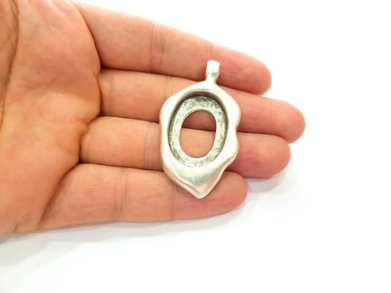 Silver Base Blank inlay Blank Earring Base Resin Blank Mosaic Mountings Antique Silver Plated Metal (28x21 mm blank )  G16289