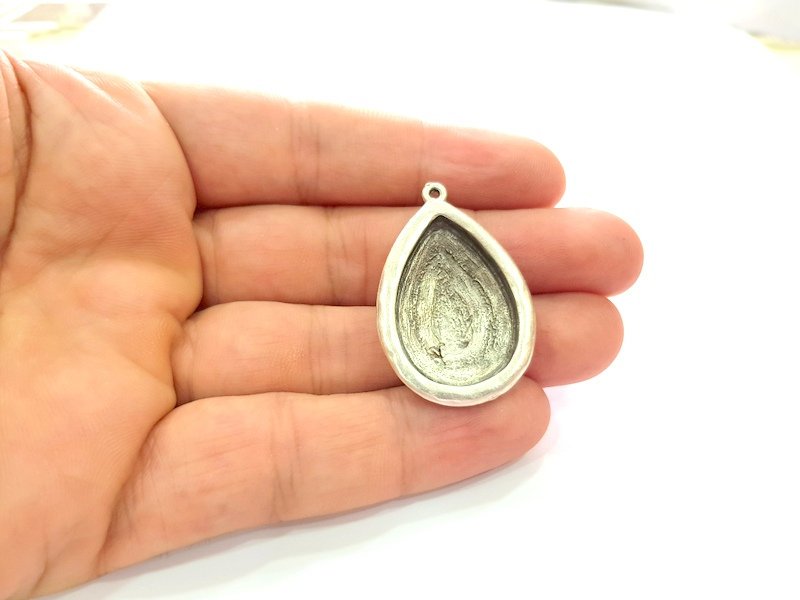 Silver Base Blank inlay Blank Earring Base Resin Blank Mosaic Mountings Antique Silver Plated Metal (29x21 mm blank )  G14206