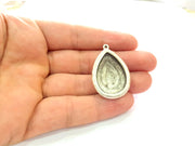 Silver Base Blank inlay Blank Earring Base Resin Blank Mosaic Mountings Antique Silver Plated Metal (29x21 mm blank )  G14206