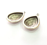 Silver Base Blank inlay Blank Earring Base Resin Blank Mosaic Mountings Antique Silver Plated Metal (29x21 mm blank )  G14206