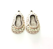 2 Silver Base Blank inlay Blank Earring Base Resin Blank Mosaic Mountings Antique Silver Plated Metal (17x7 mm blank )  G14207
