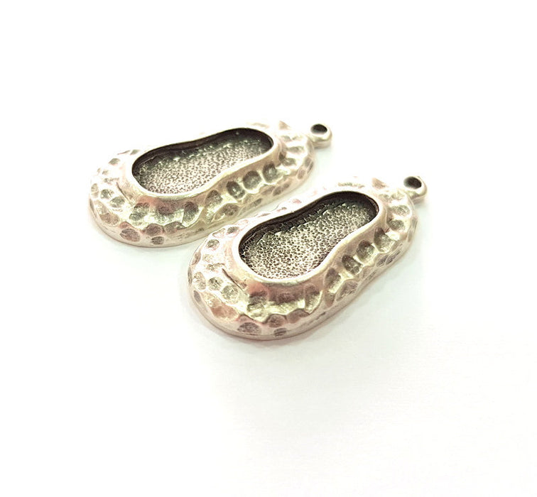 2 Silver Base Blank inlay Blank Earring Base Resin Blank Mosaic Mountings Antique Silver Plated Metal (17x7 mm blank )  G14207