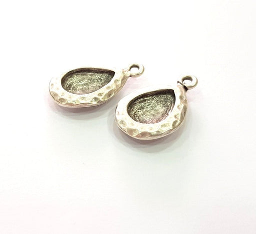 2 Silver Base Blank inlay Blank Earring Base Resin Blank Mosaic Mountings Antique Silver Plated Metal (14x10 mm blank )  G14211