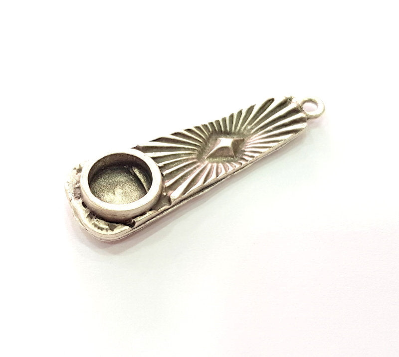 Silver Base Blank inlay Blank Earring Base Resin Blank Mosaic Mountings Antique Silver Plated Metal (49x15 mm blank )  G14214