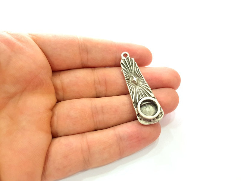 Silver Base Blank inlay Blank Earring Base Resin Blank Mosaic Mountings Antique Silver Plated Metal (49x15 mm blank )  G14214