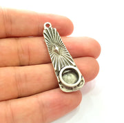 Silver Base Blank inlay Blank Earring Base Resin Blank Mosaic Mountings Antique Silver Plated Metal (49x15 mm blank )  G14214