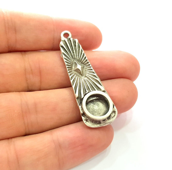 Silver Base Blank inlay Blank Earring Base Resin Blank Mosaic Mountings Antique Silver Plated Metal (49x15 mm blank )  G14214