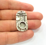 Silver Base Blank inlay Blank Earring Base Resin Blank Mosaic Mountings Antique Silver Plated Metal (36x19mm blank )  G14217