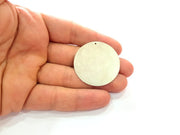 2 Round Charm Tag Charms Antique Silver Plated Brass (40mm) G14127