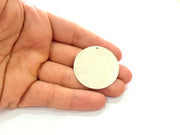 2 Round Charm Tag Charms Antique Silver Plated Brass (40mm) G14127