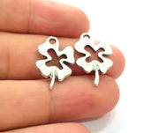 8 Clover Charm Silver Charms Antique Silver Plated Metal (21x15mm) G14228