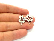 8 Clover Charm Silver Charms Antique Silver Plated Metal (21x15mm) G14228