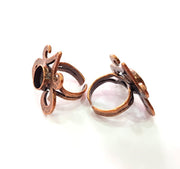Copper Ring Settings inlay Ring Blank Mosaic Ring Bezel Base Cabochon Mountings ( 10 mm blank) Antique Copper Plated Brass G14235
