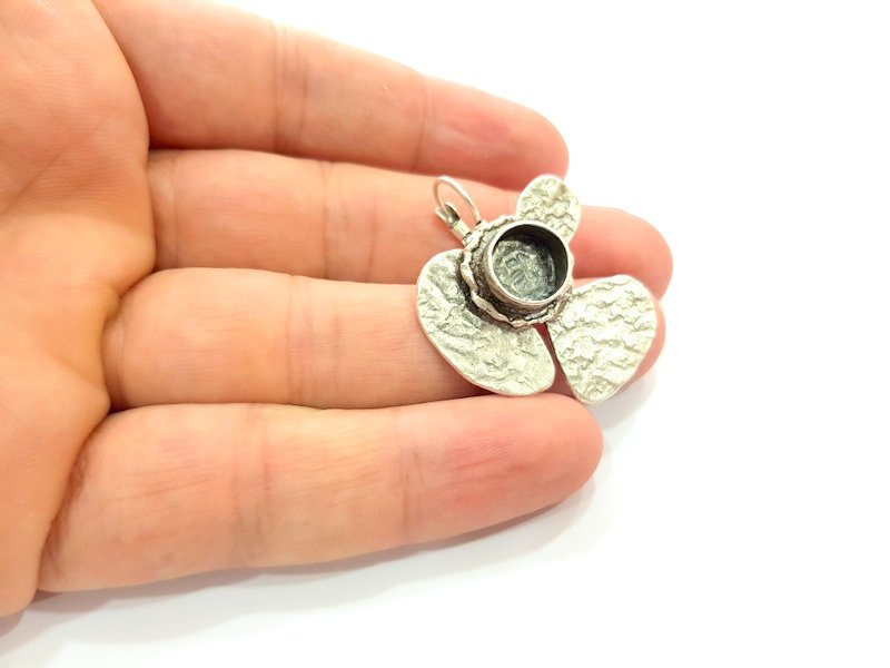 Earring Blank Base Settings Silver Resin Blank Cabochon Bases inlay Blank Mountings Antique Silver Plated Brass (10mm blank ) 1 Set  G14239