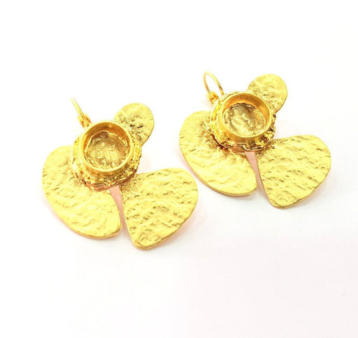 Earring Blank Base Settings Gold Resin Blank Cabochon Bases inlay Blank Mountings Matte Gold Plated Brass (10mm blank ) 1 Set  G14240